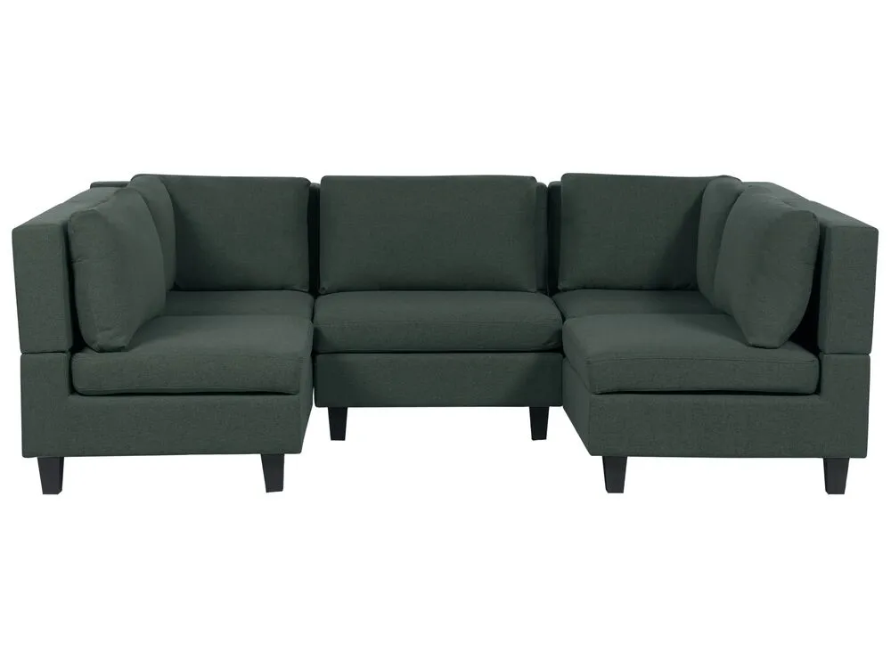 5-Seater Modular Fabric Sofa Dark Green UNSTAD