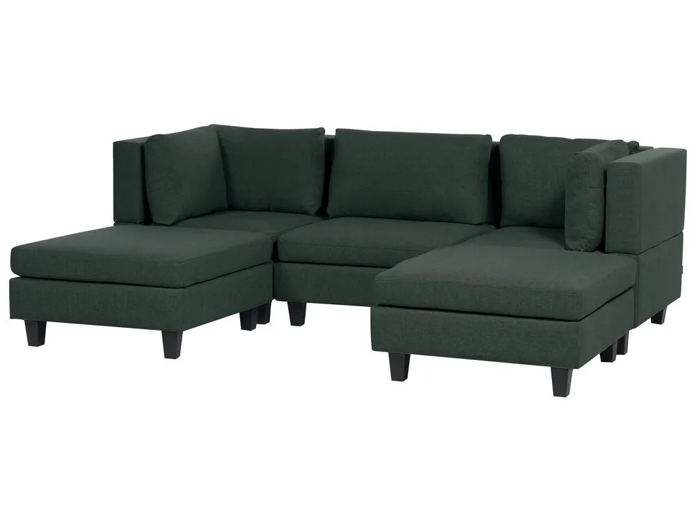 5-Seater Modular Fabric Sofa Dark Green UNSTAD