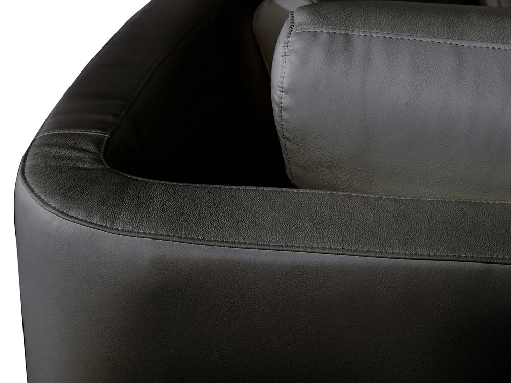 7 Seater Curved Leather Modular Sofa Black ROTUNDE