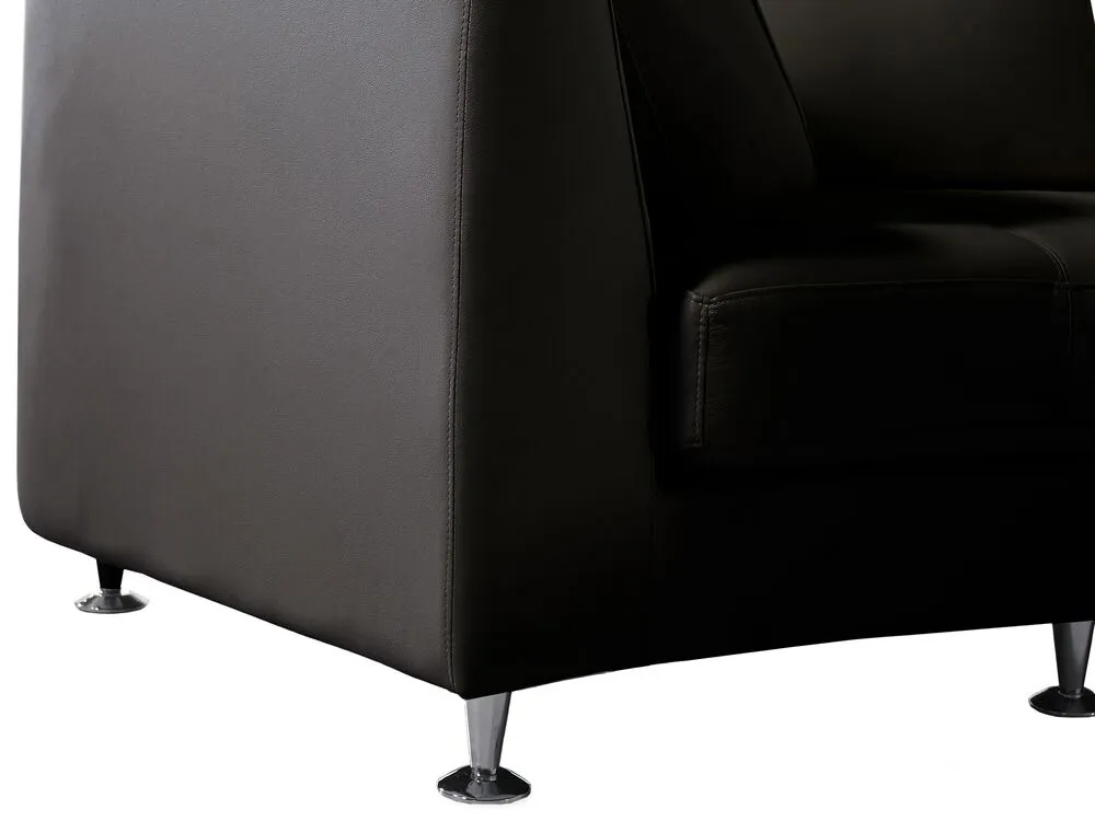 7 Seater Curved Leather Modular Sofa Black ROTUNDE