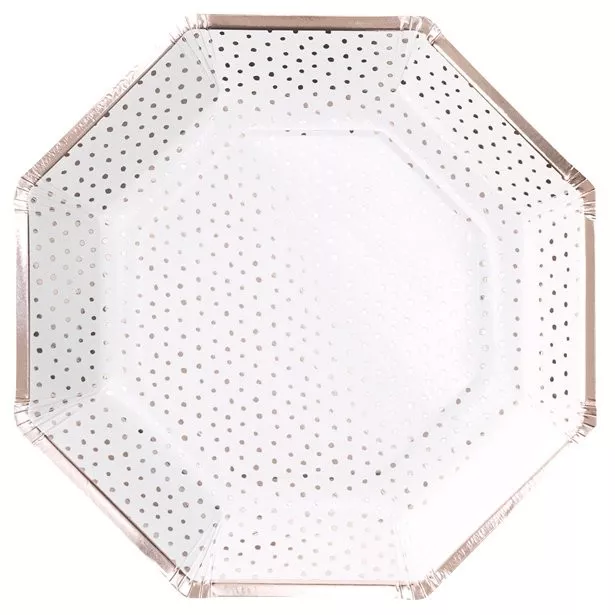 8 piatti a puntini rosa oro 25 cm