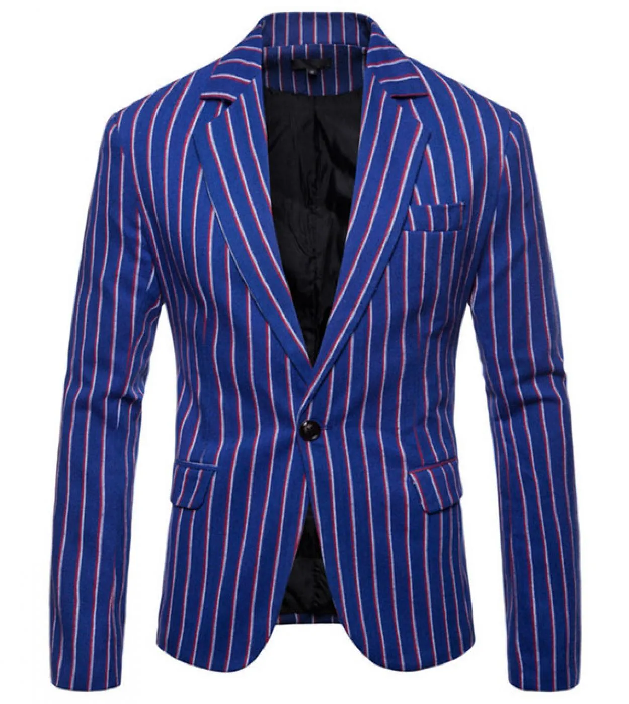 Abito da uomo primavera e autunno giacca a maniche lunghe cuciture a righe casual slim stile quotidiano colletto monopetto ne