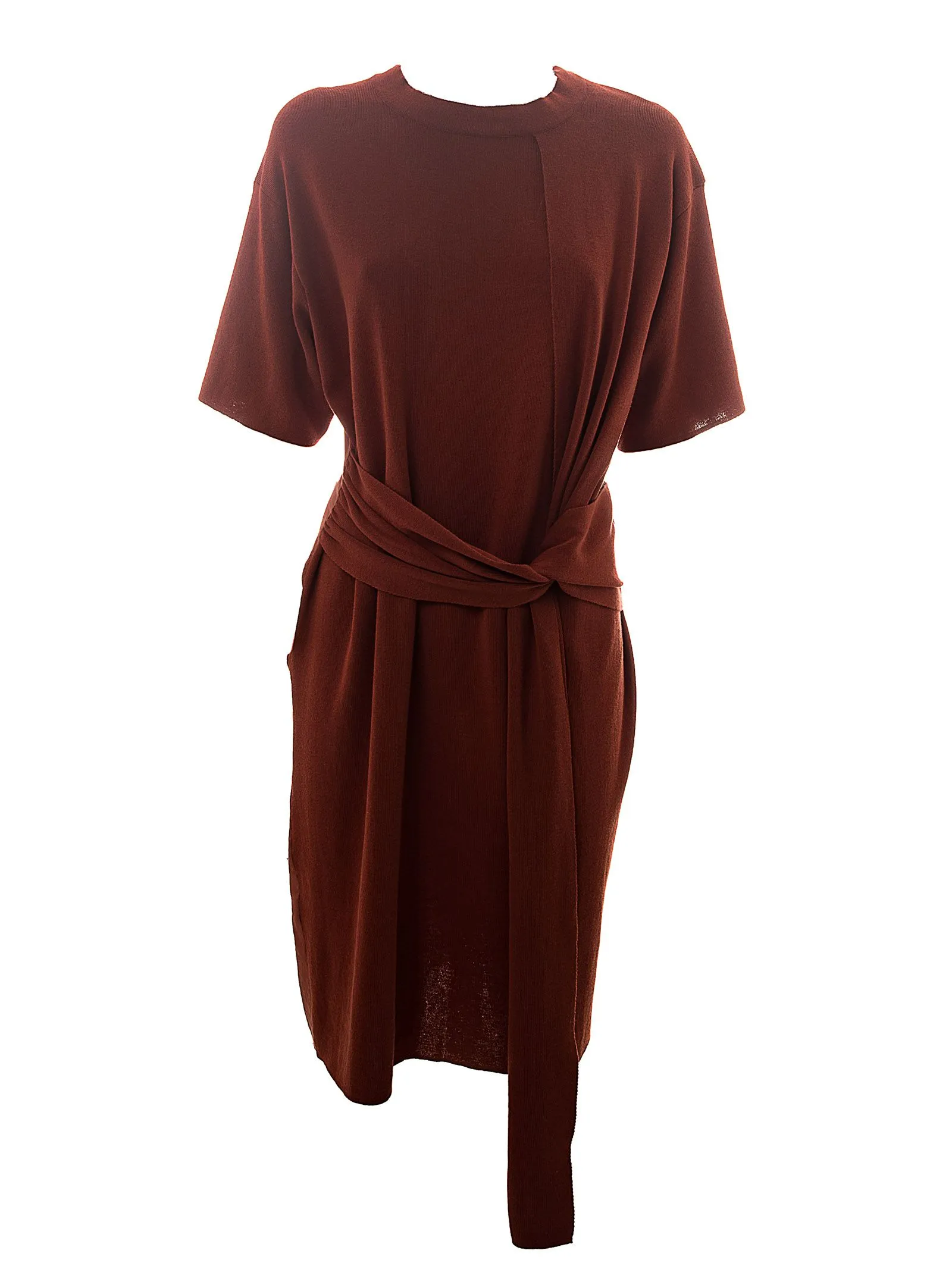 ABITO LUNGO ROSSO IN CREPE DI COTONE