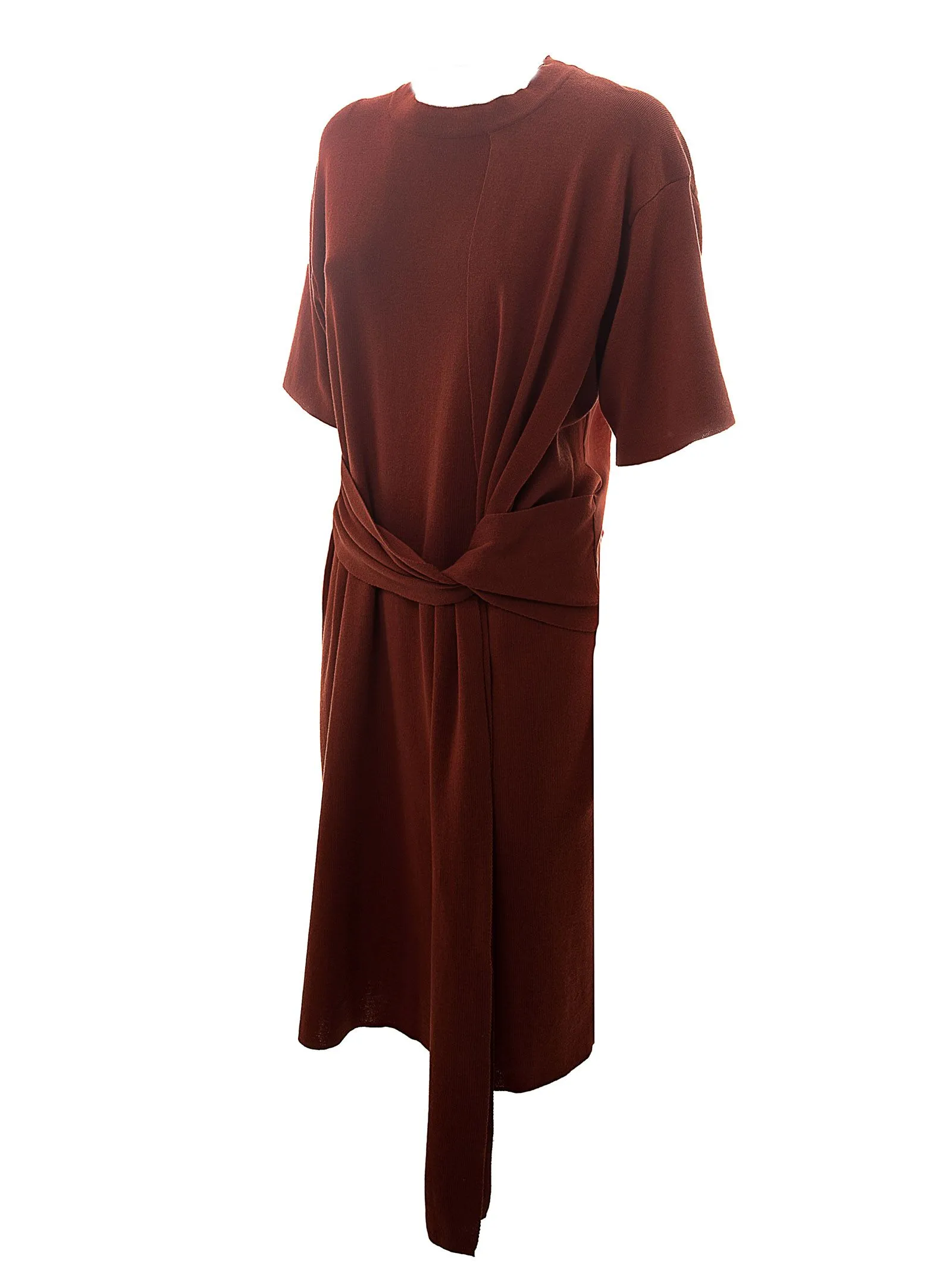 ABITO LUNGO ROSSO IN CREPE DI COTONE