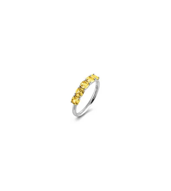 Anello Gioielli Fancy by Brosway in argento 5 zirconi cushion giallo misura 16 fey14d