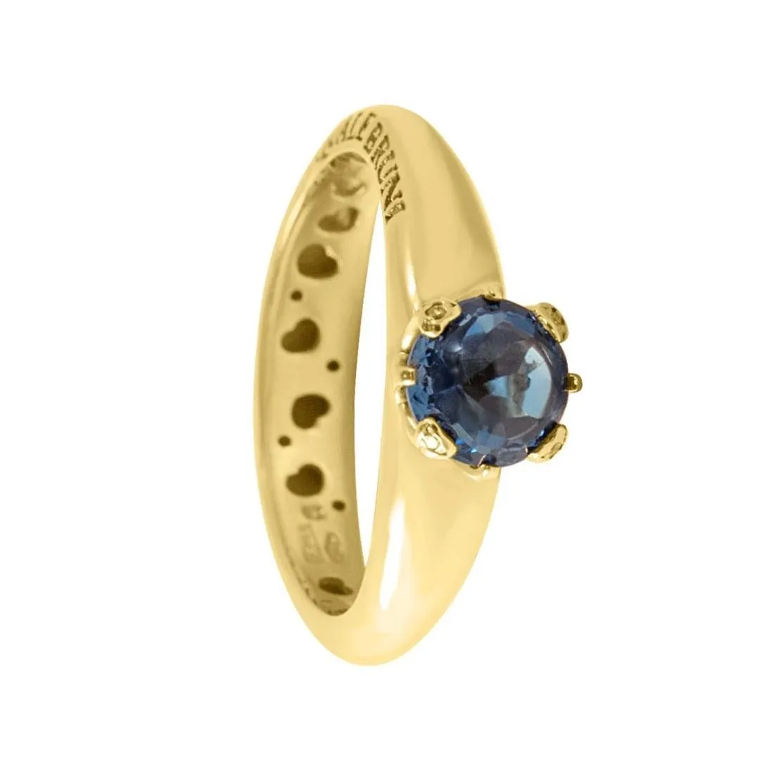 Anello in oro rosa con topazio blu e diamante ct 0.02, misura 13