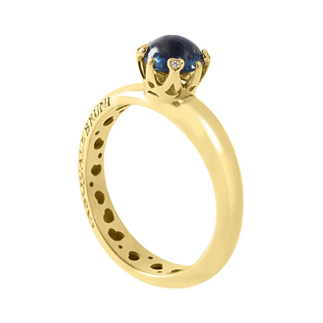 Anello in oro rosa con topazio blu e diamante ct 0.02, misura 13