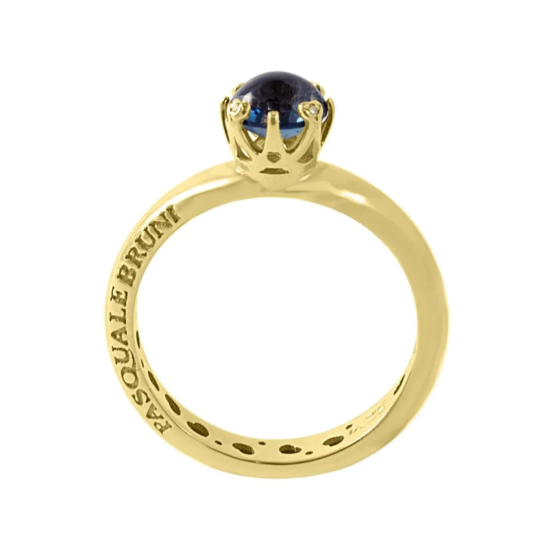 Anello in oro rosa con topazio blu e diamante ct 0.02, misura 13