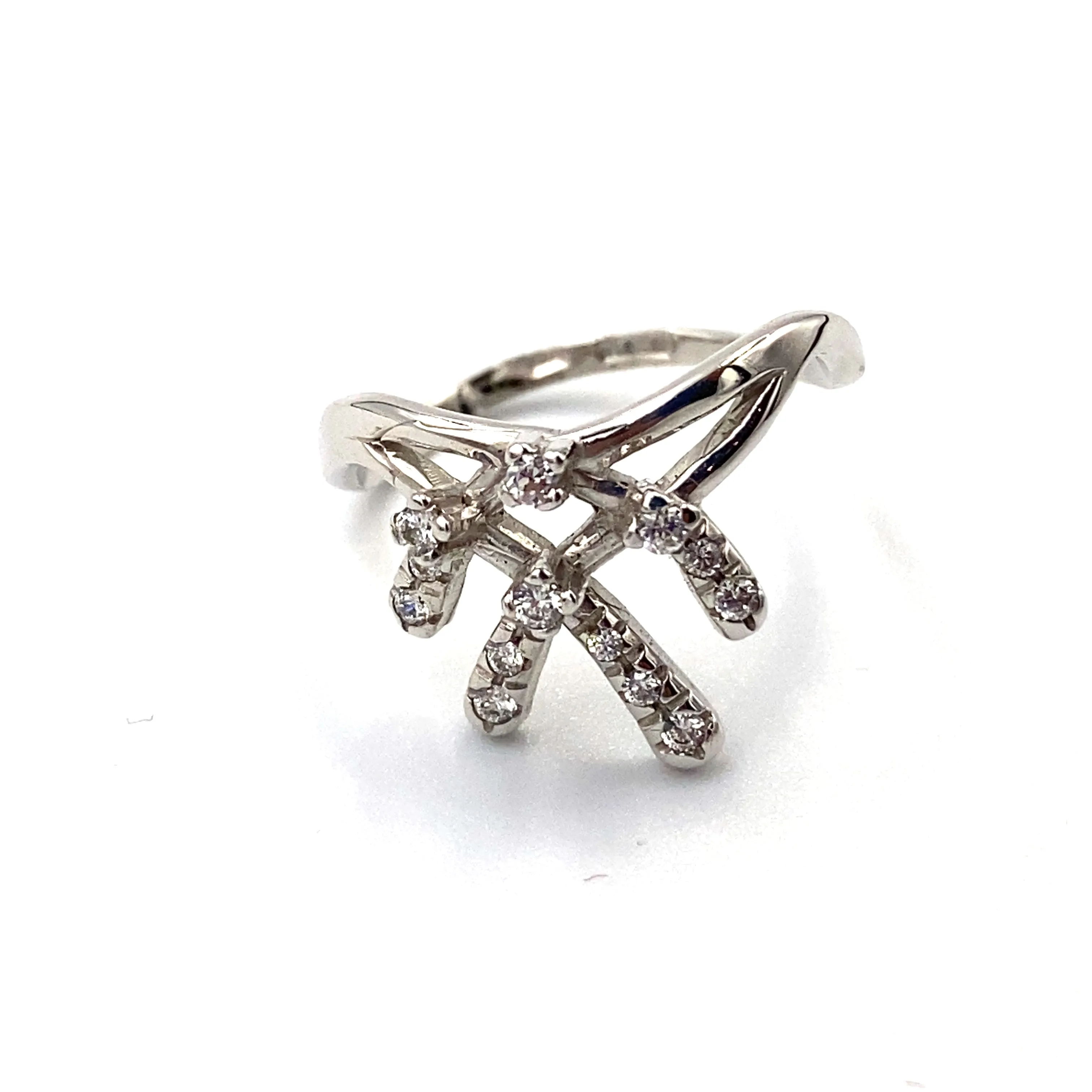 Anello Incrociato Oro Bianco