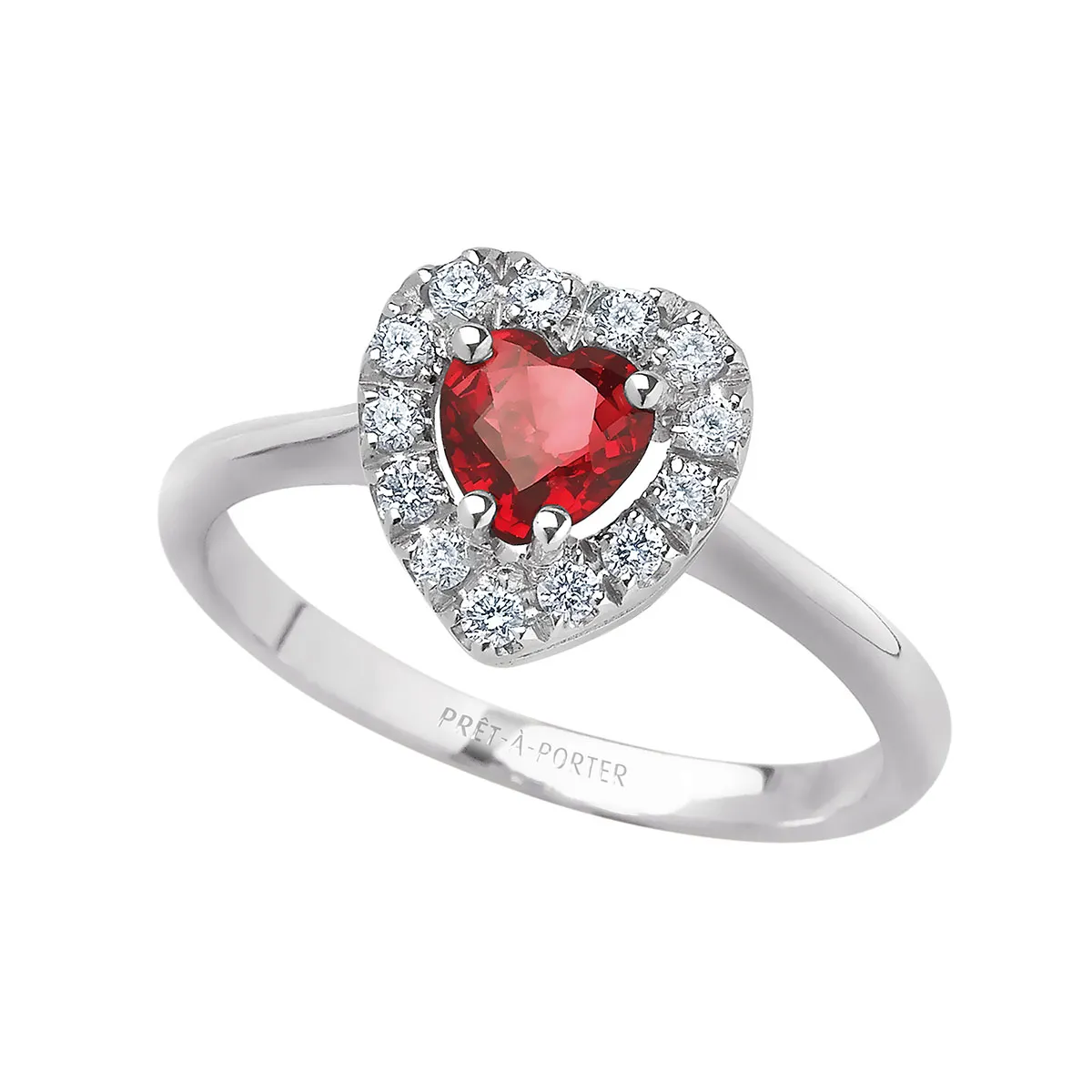 Anello Oro Bianco con Rubino a Cuore Bibigì