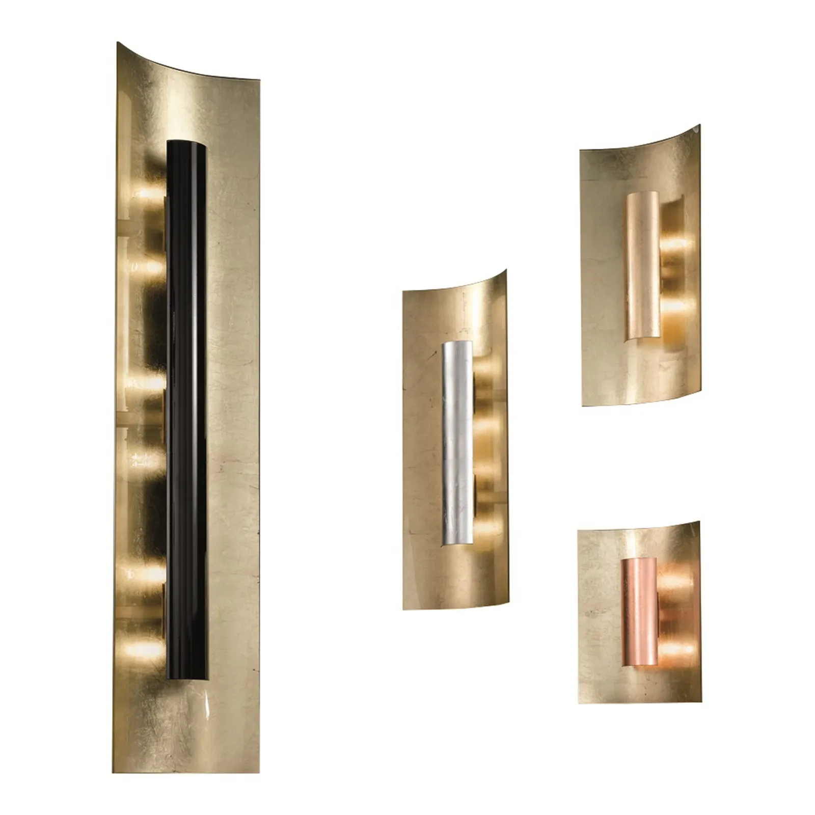 Applique Aura Gold con paralume in rame, altezza 100 cm
