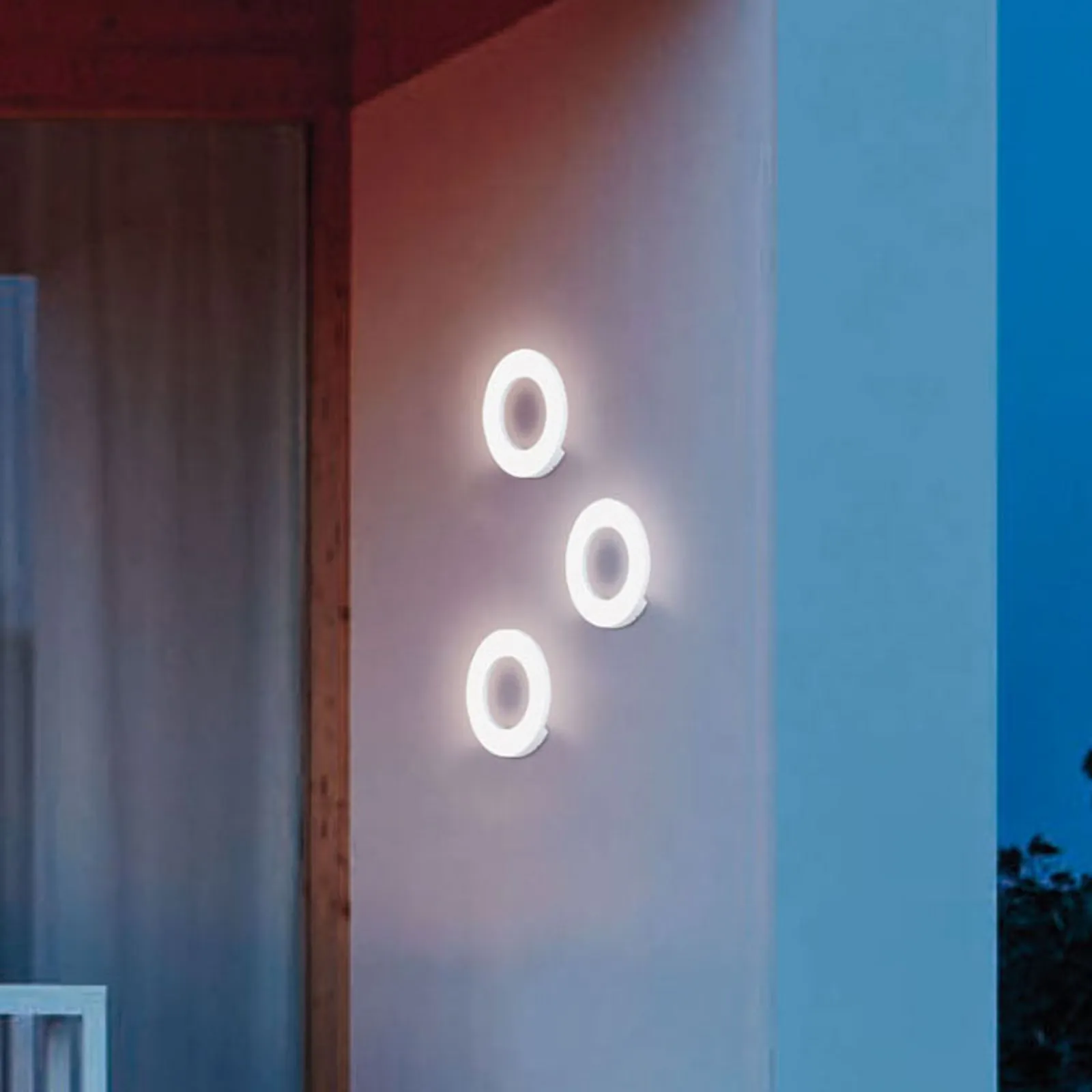 Applique LED da esterni Santorini, bianca, rotonda