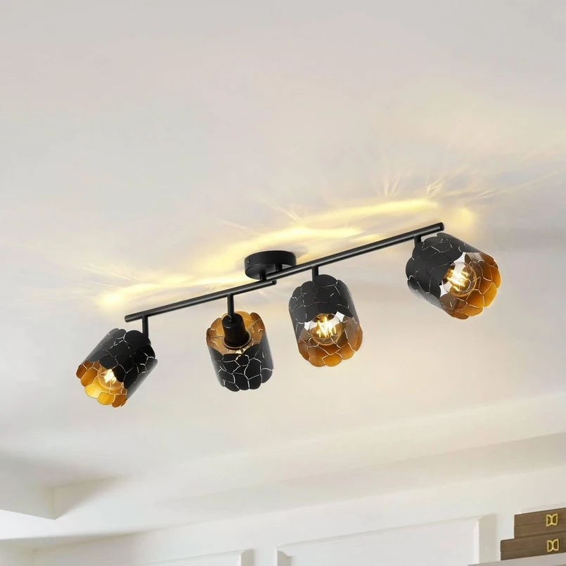 Aralena 4 Plafoniera Nero/Oro - Lindby | Acquista online