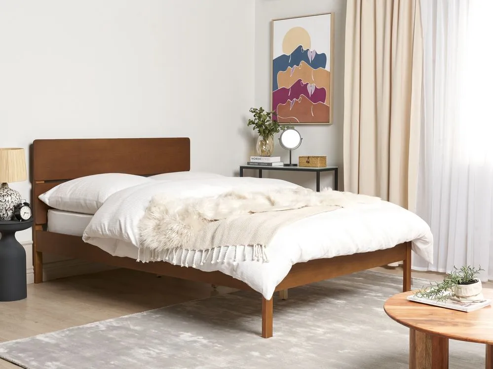 Bed Wood BOISSET 140 x 200 cm (EU Double) Dark Brown