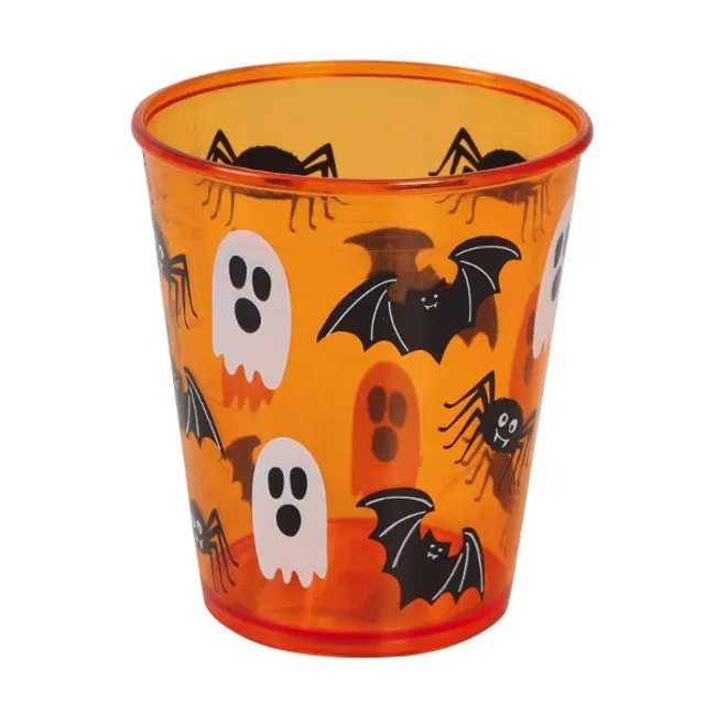 Bicchiere di Halloween arancione 10 cm