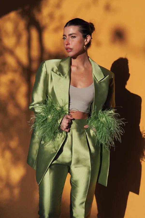BLAZER OVERSIZE VERDE CON PIUME