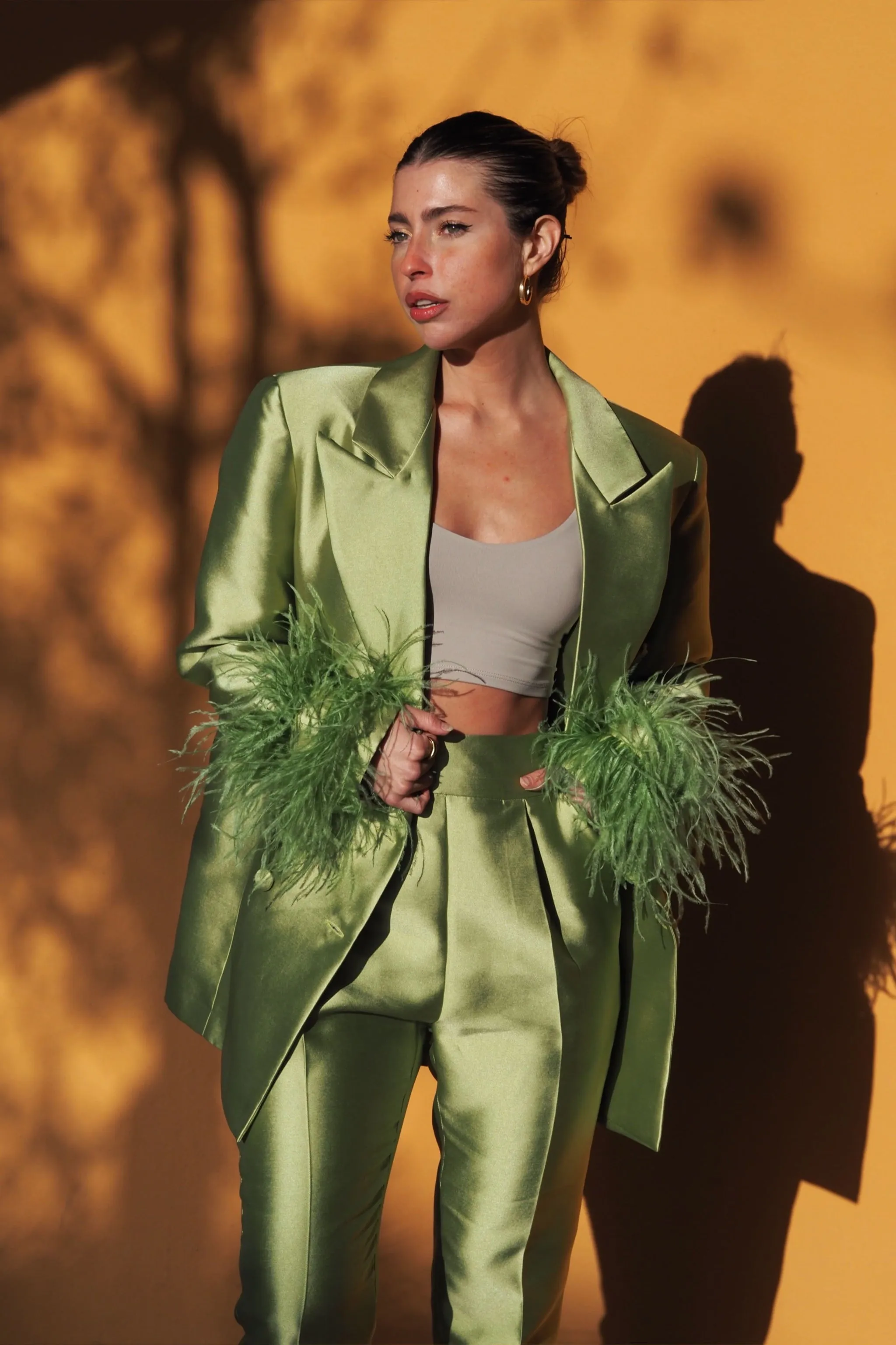 BLAZER OVERSIZE VERDE CON PIUME