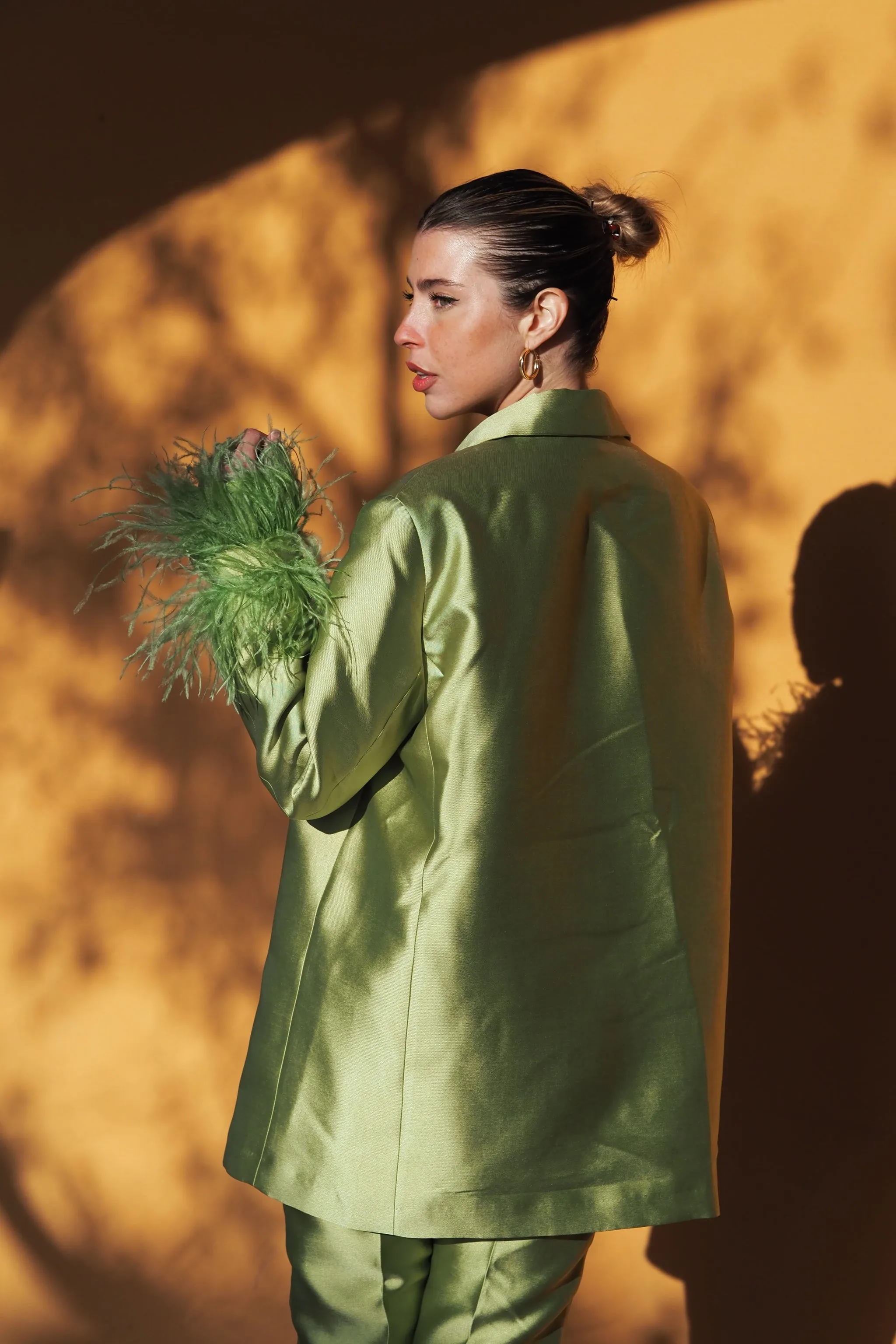 BLAZER OVERSIZE VERDE CON PIUME