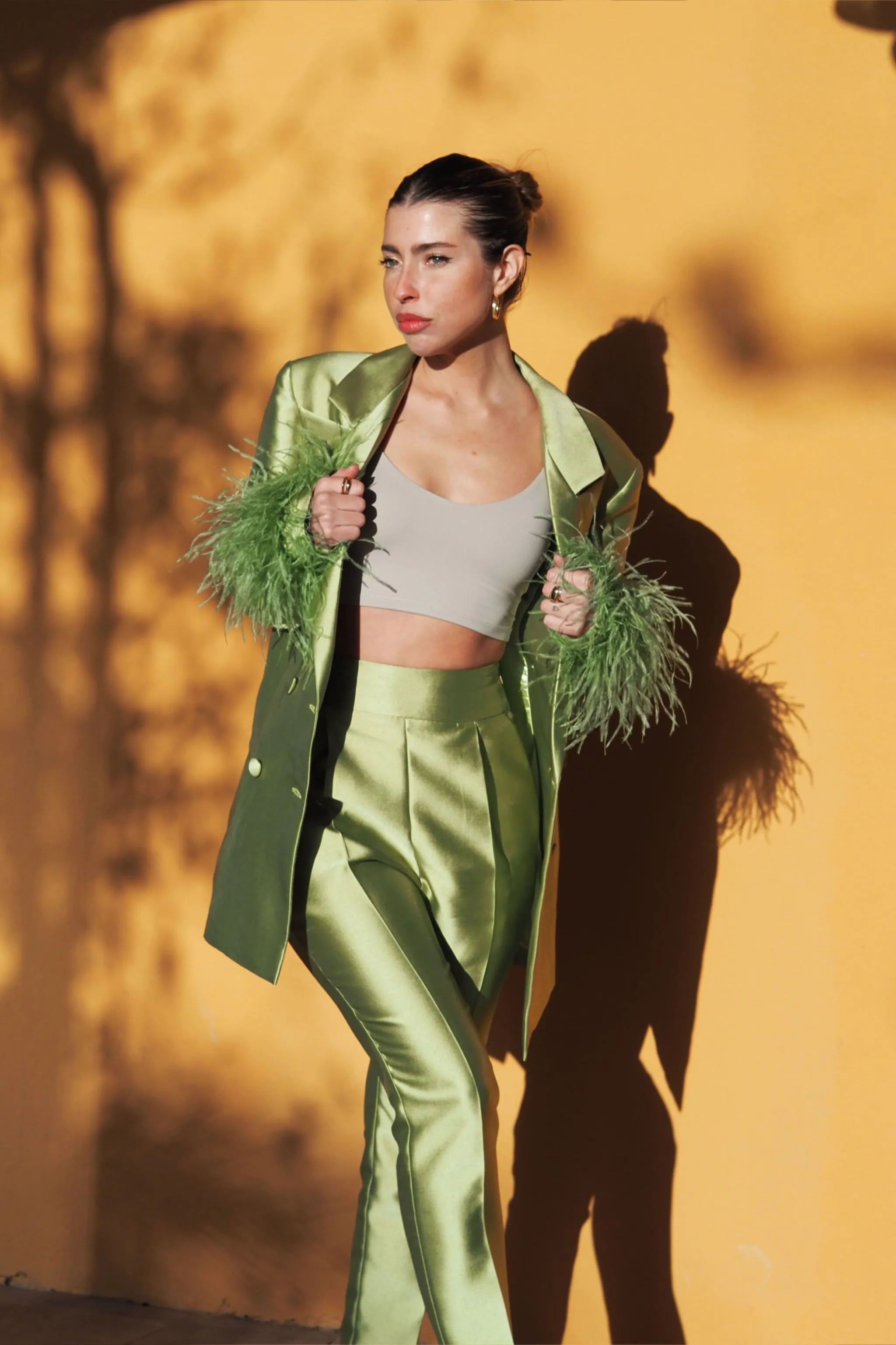 BLAZER OVERSIZE VERDE CON PIUME