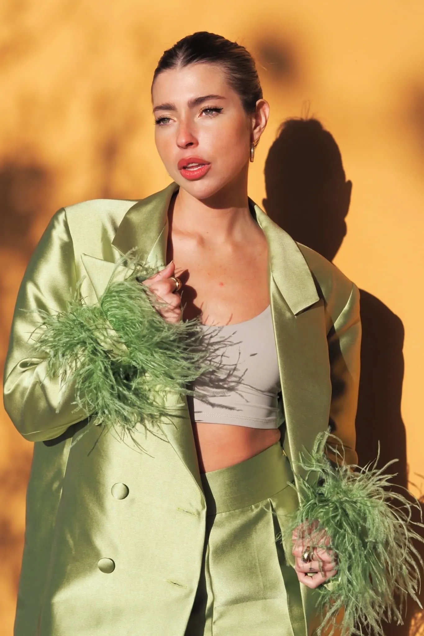 BLAZER OVERSIZE VERDE CON PIUME