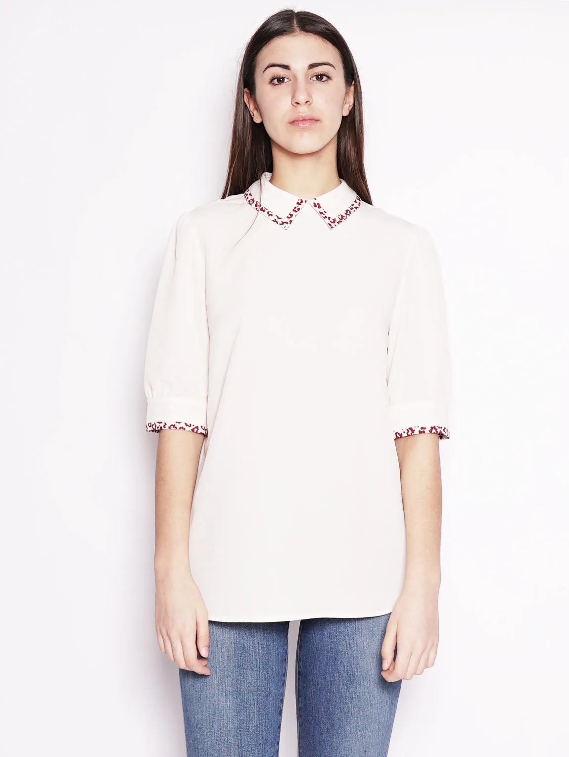 Blusa con Colletto Beige