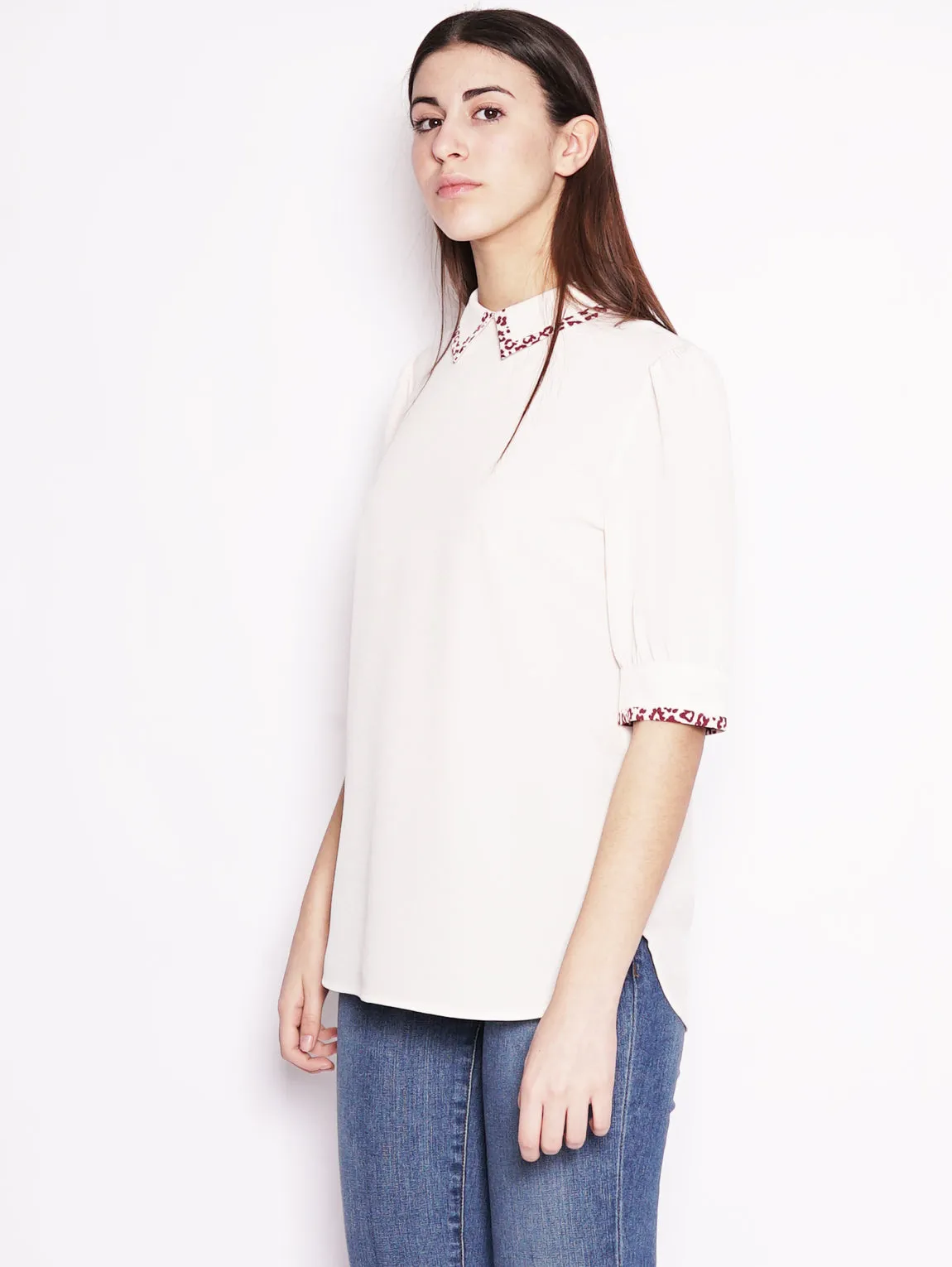 Blusa con Colletto Beige