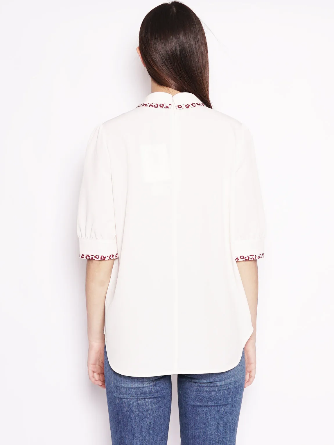 Blusa con Colletto Beige