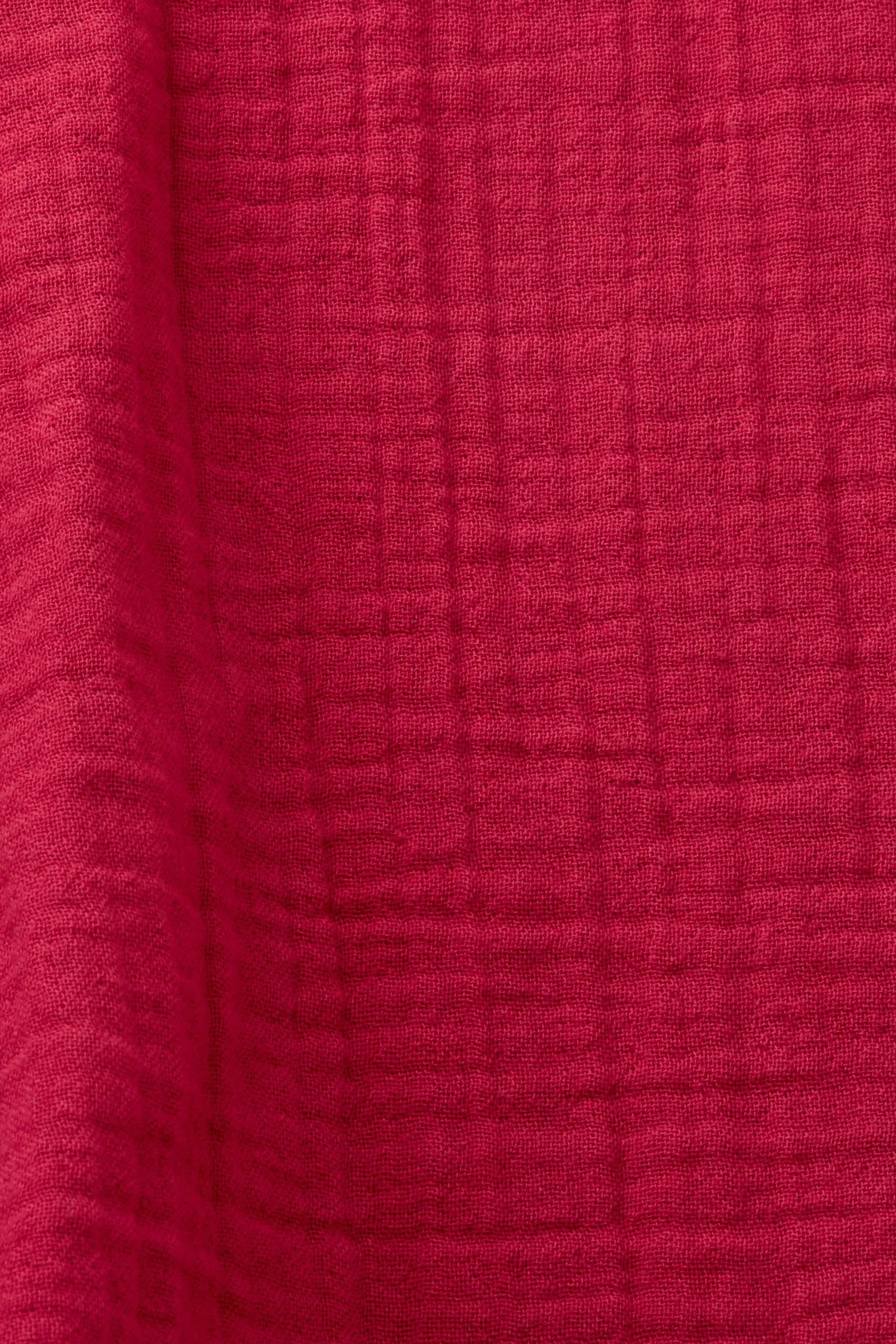 Blusa in cotone garzato con bordo arricciato