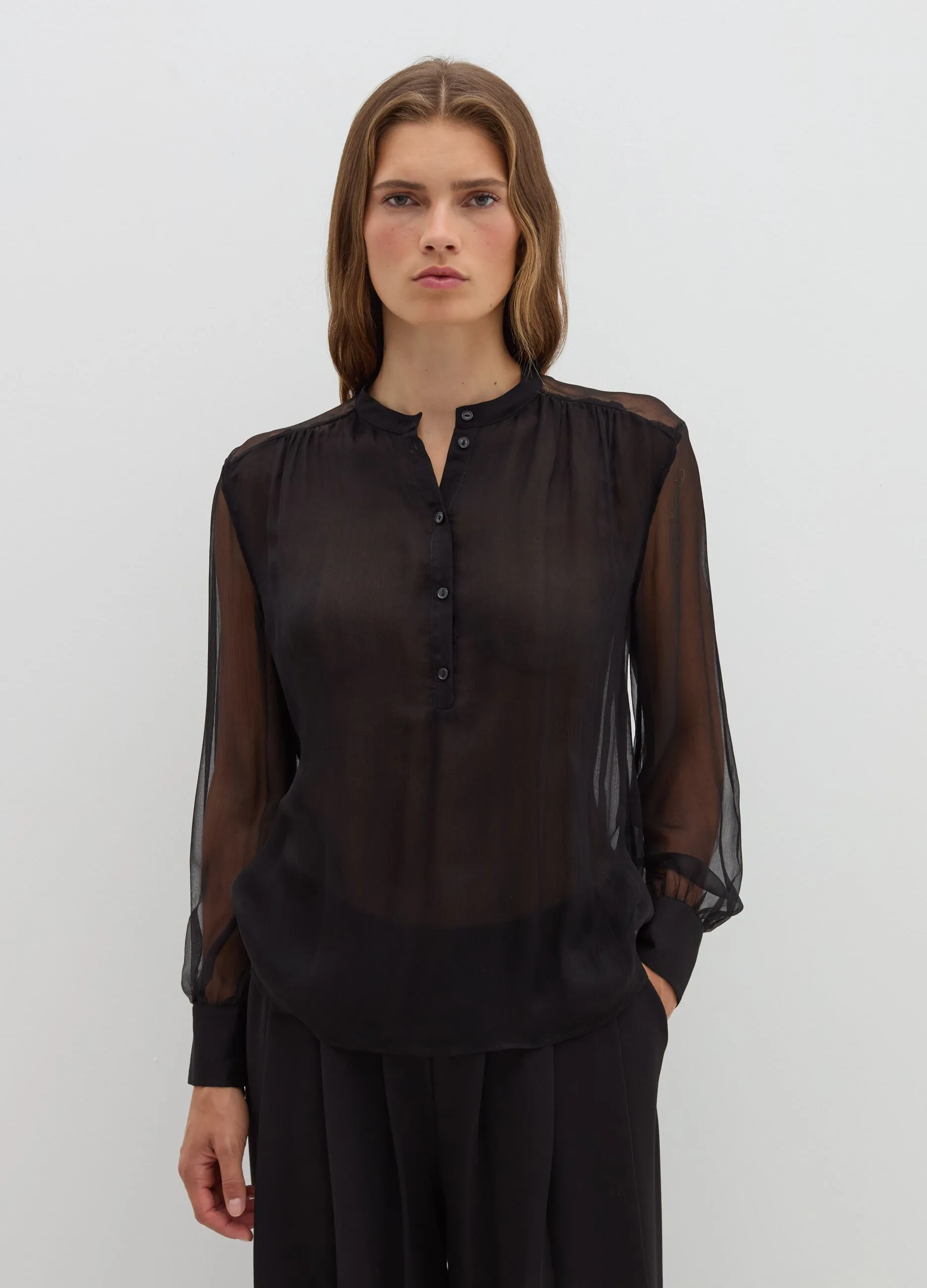 Blusa in crêpe di seta