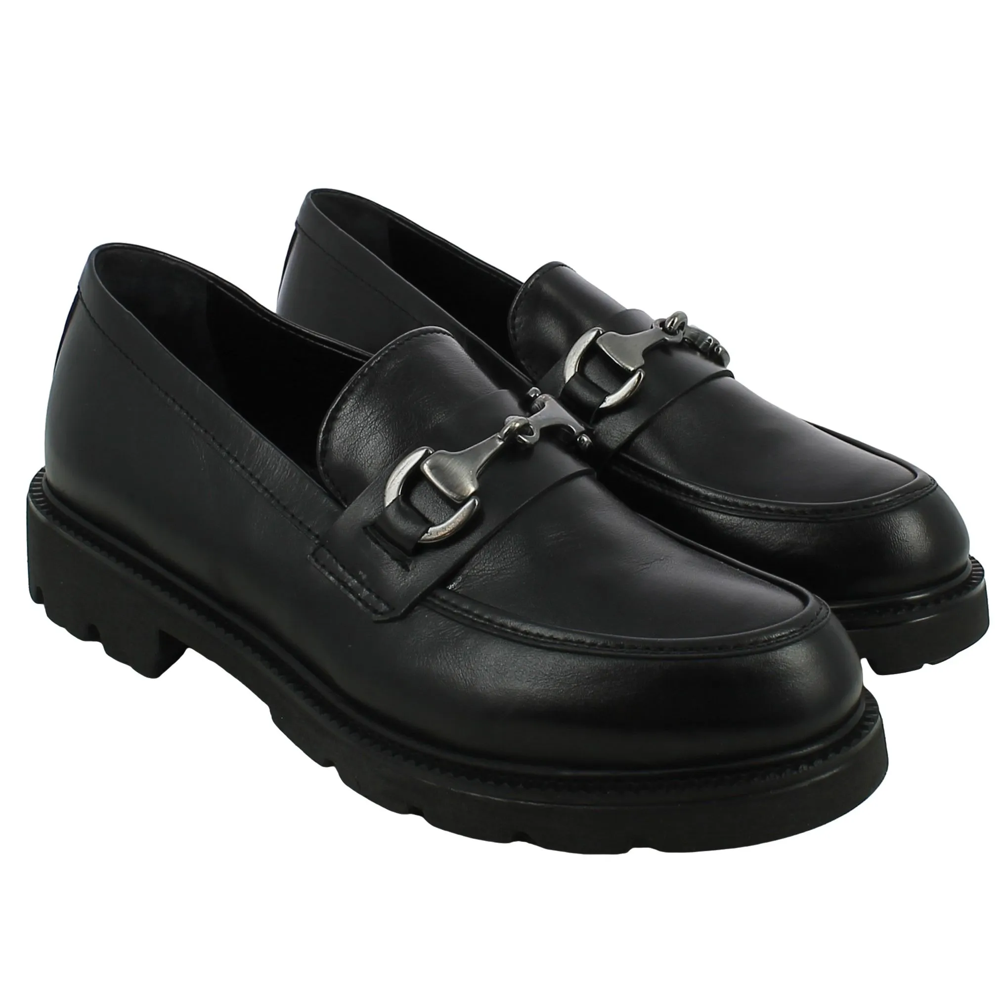BRAND  Mocassino in Pelle Nero con Morsetto 