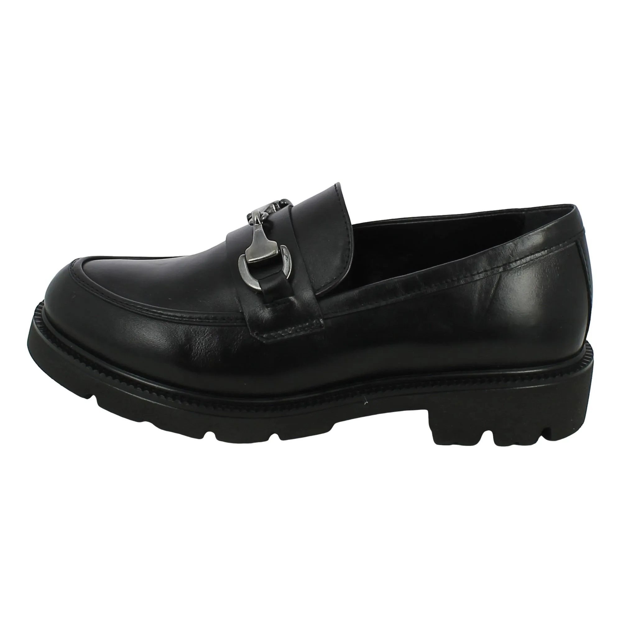 BRAND  Mocassino in Pelle Nero con Morsetto 