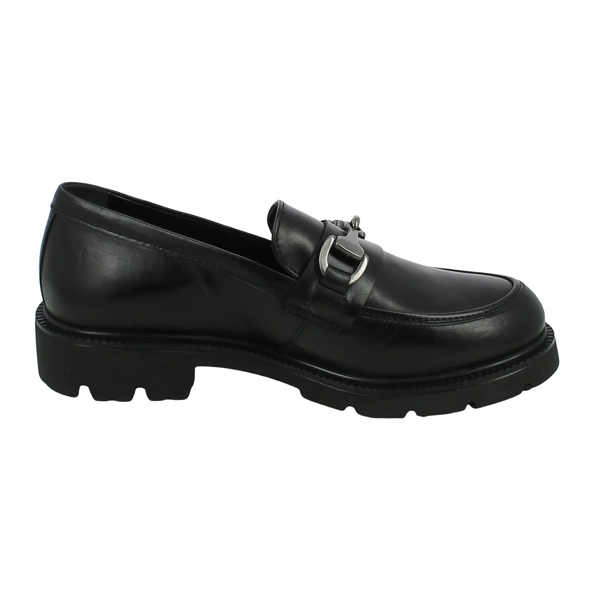 BRAND  Mocassino in Pelle Nero con Morsetto 