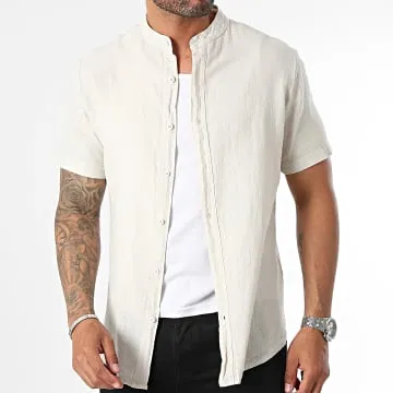 Camicia a maniche corte Collo da ufficiale KZ049 Beige