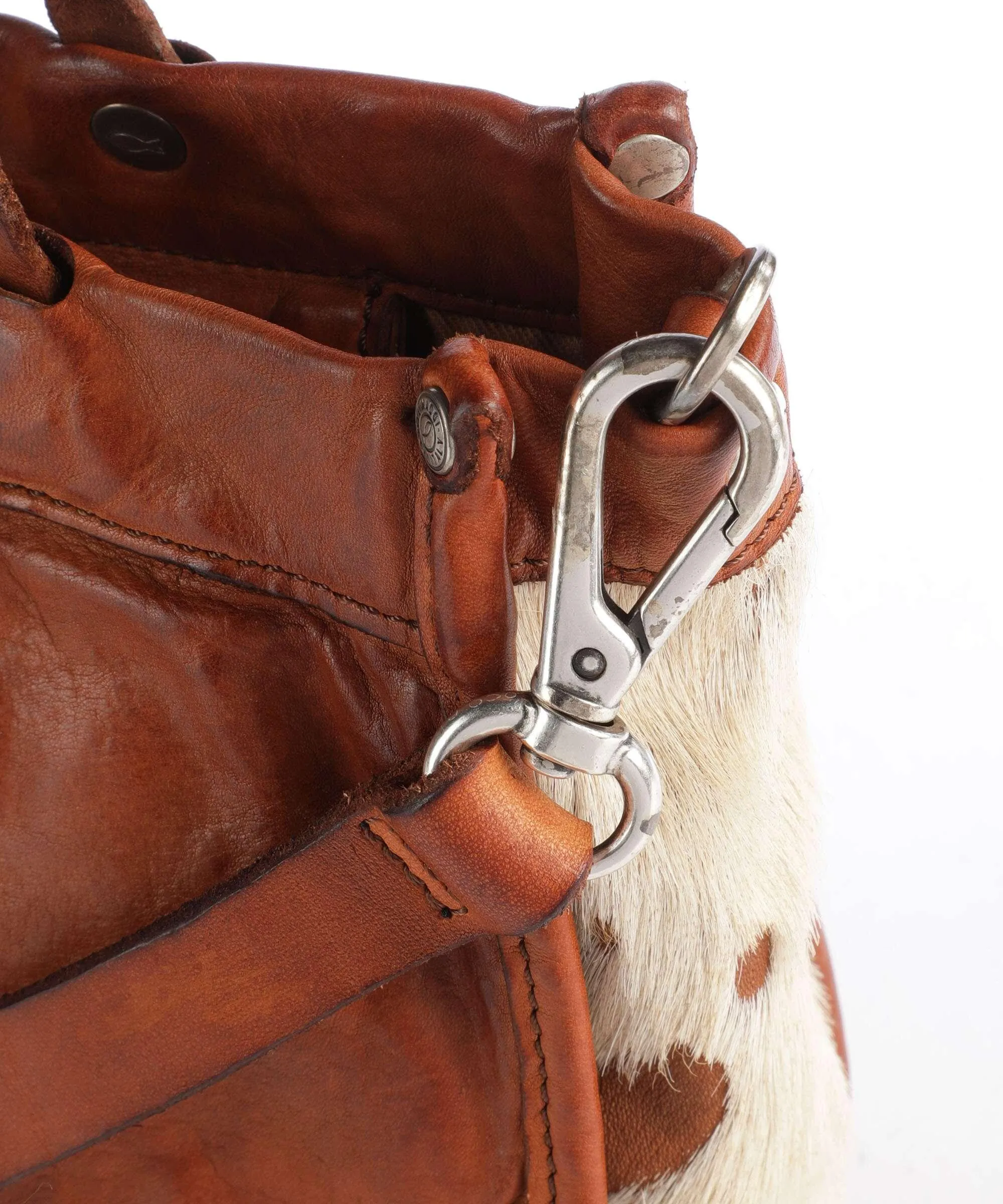  Campomaggi Borsa a mano pelliccia, pelle di vacchetta grana marrone  