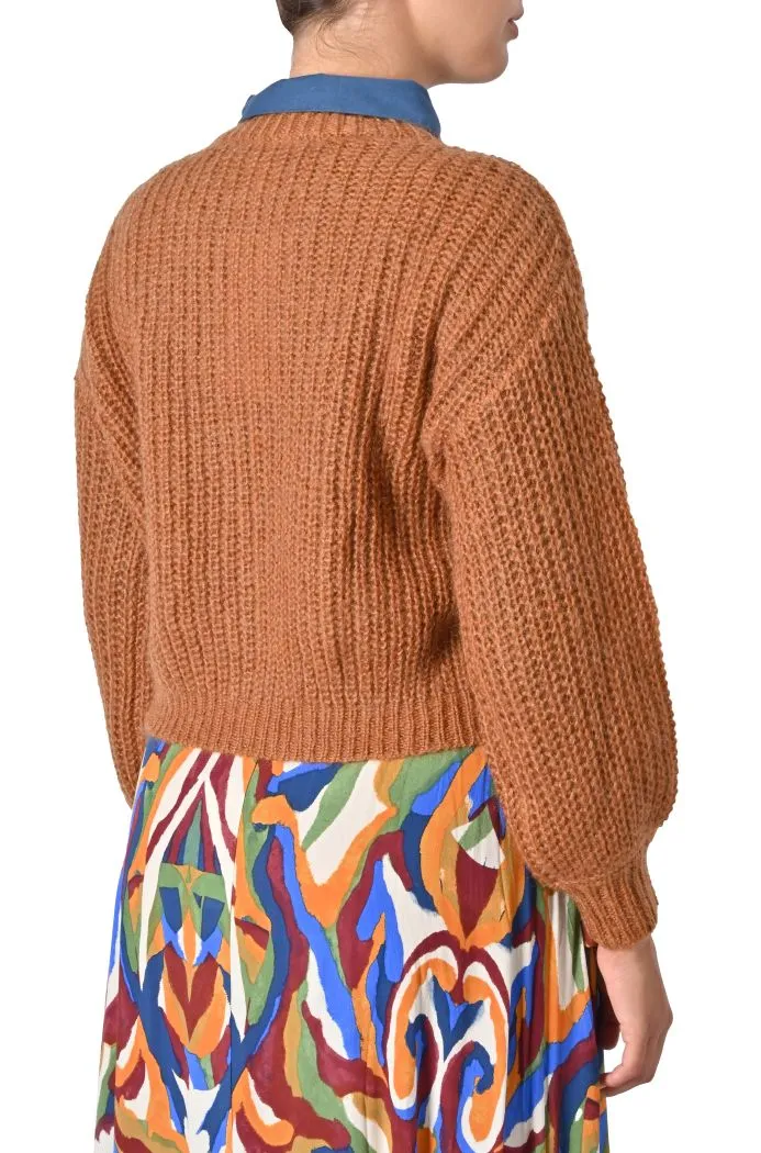 Cardigan Nais girocollo in mohair di Grace & Mila