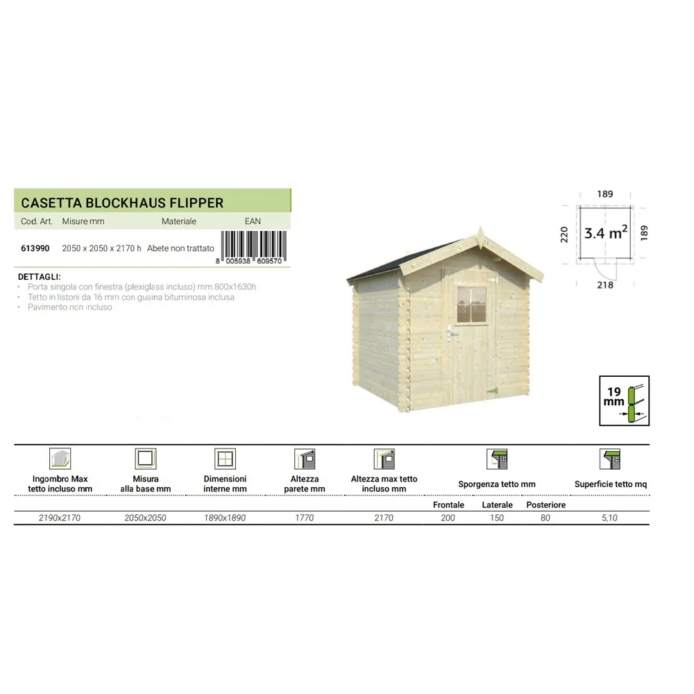 CASA CASETTA DA GIARDINO BOX PORTA ATTREZZI RIPOSTIGLIO 219×217×h217cm PIRCHER 