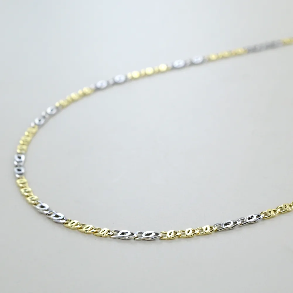 Catena da Uomo occhio di pernice 50cm in oro bicolore giallo e bianco 18kt