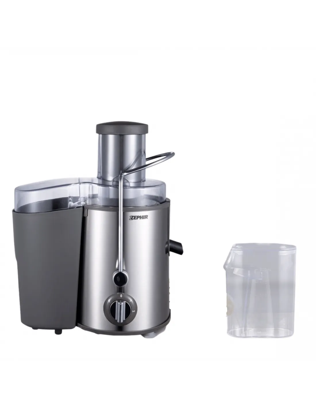 Centrifuga con filtro e corpo in acciaio Inox Zephir ZHC47, 400W, 2 Velocità + Pulse, Separa succo e polpa, Contenitore 500 ml