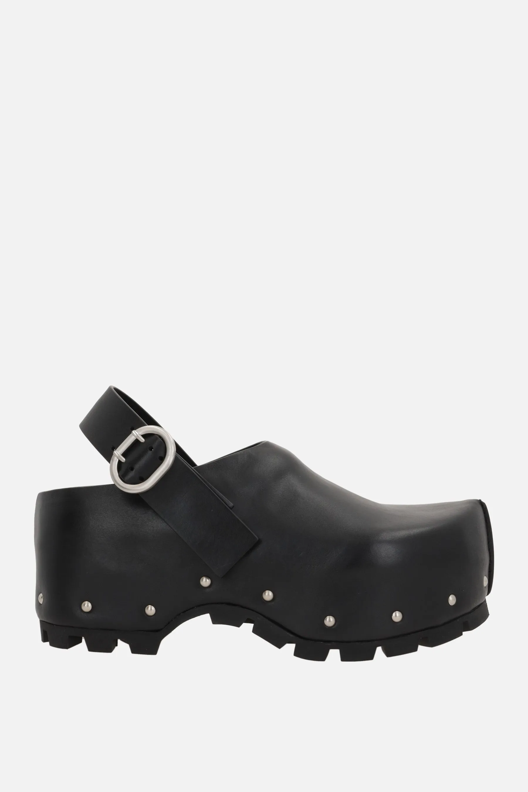  clog in pelle liscia con borchie  