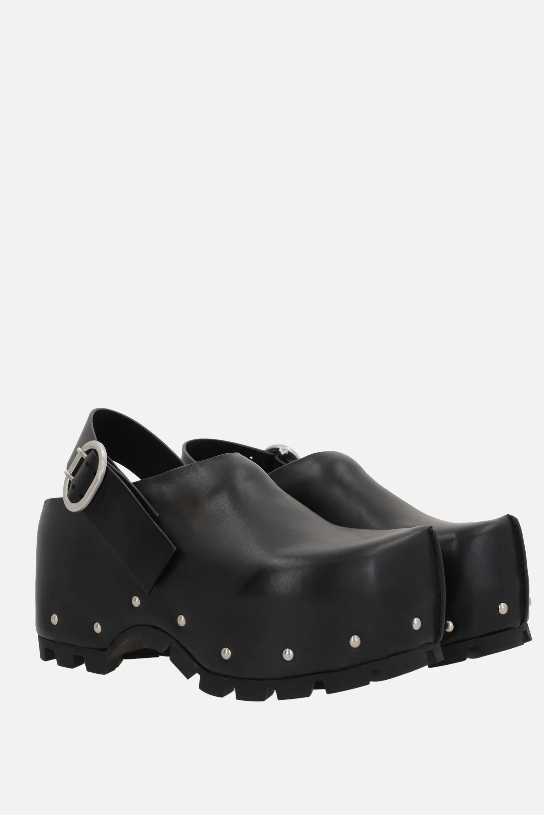  clog in pelle liscia con borchie  
