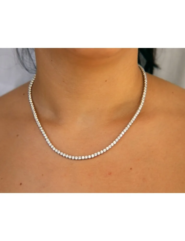 Collana tennis 3mm argento 925 Collier con zirconi bianchi per uomo e donna