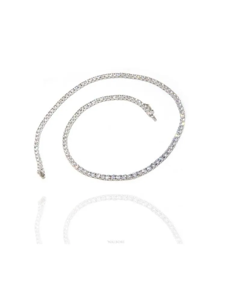 Collana tennis 3mm argento 925 Collier con zirconi bianchi per uomo e donna