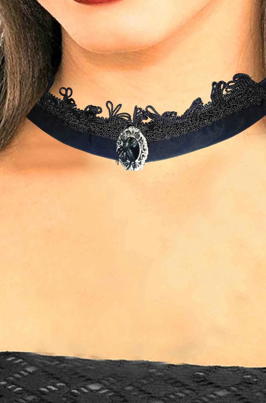 Collarino per Halloween con medaglione e ragno