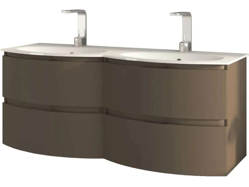 Comp. Laguna 138cm grigio talpa + lav. resina vasca doppia