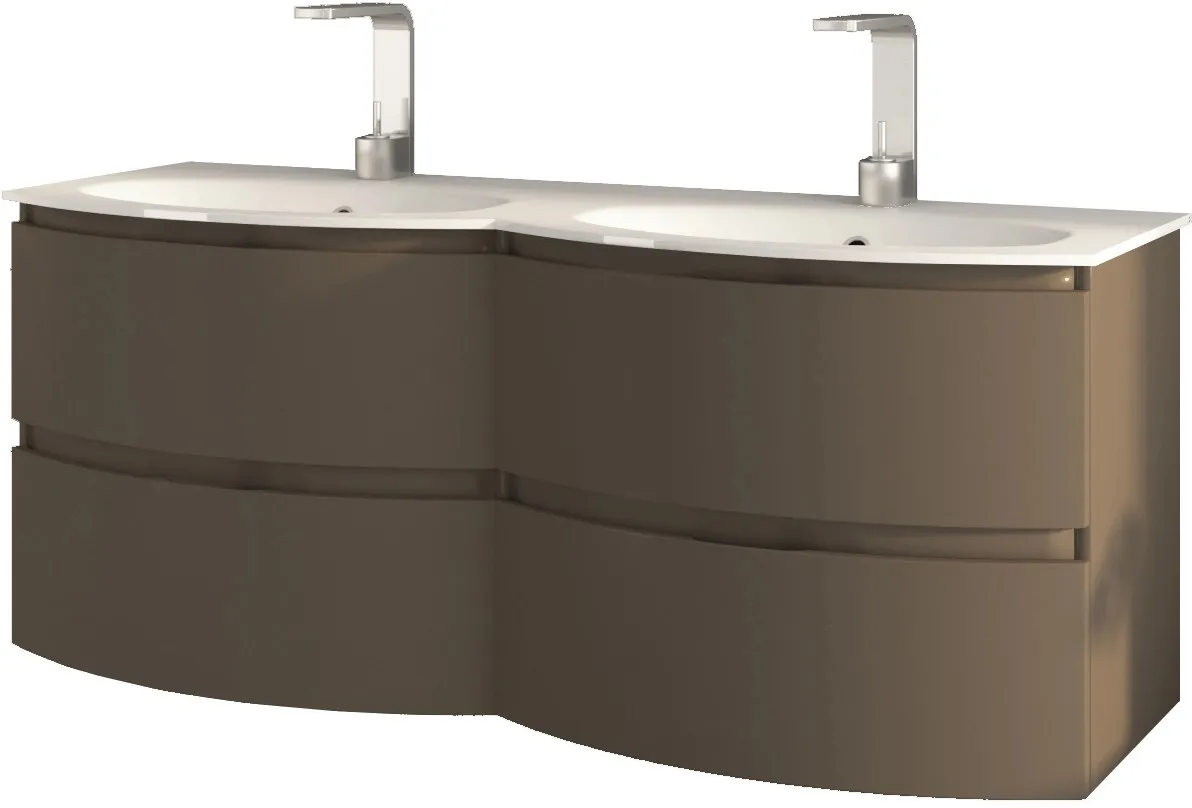 Comp. Laguna 138cm grigio talpa + lav. resina vasca doppia