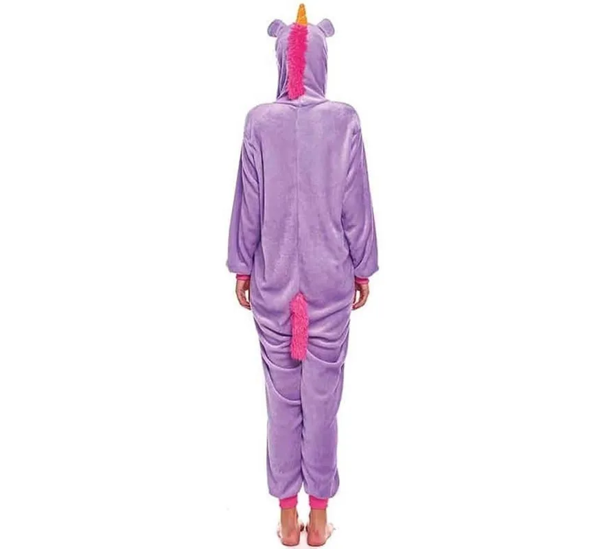 Costume pigiama da unicorno lilla e bianco per donna