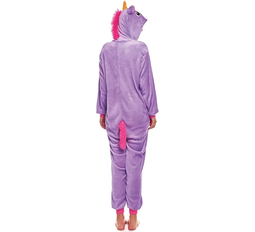 Costume pigiama da unicorno lilla e bianco per donna