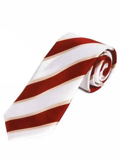 Cravatta lunga Discreto motivo a righe Bianco Rosso Crema