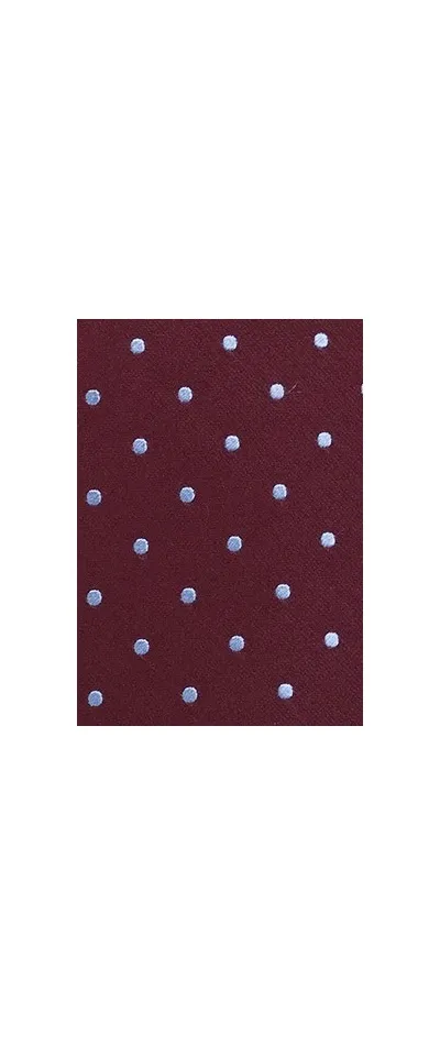 Cravatta rosso vinaccia pois celesti