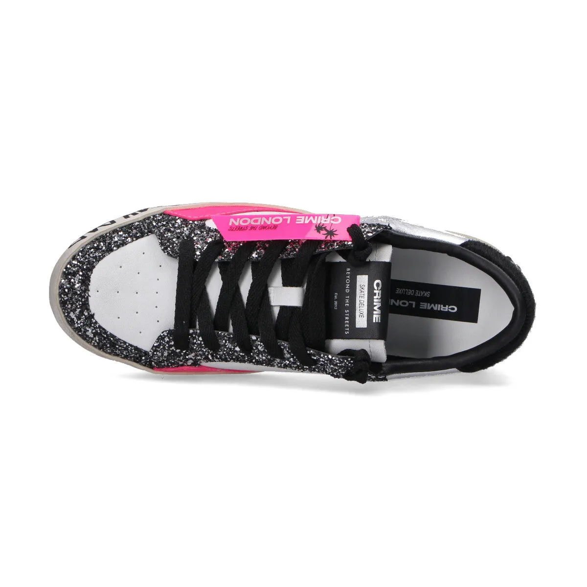 Crime London SK8 Deluxe fucsia e bianca